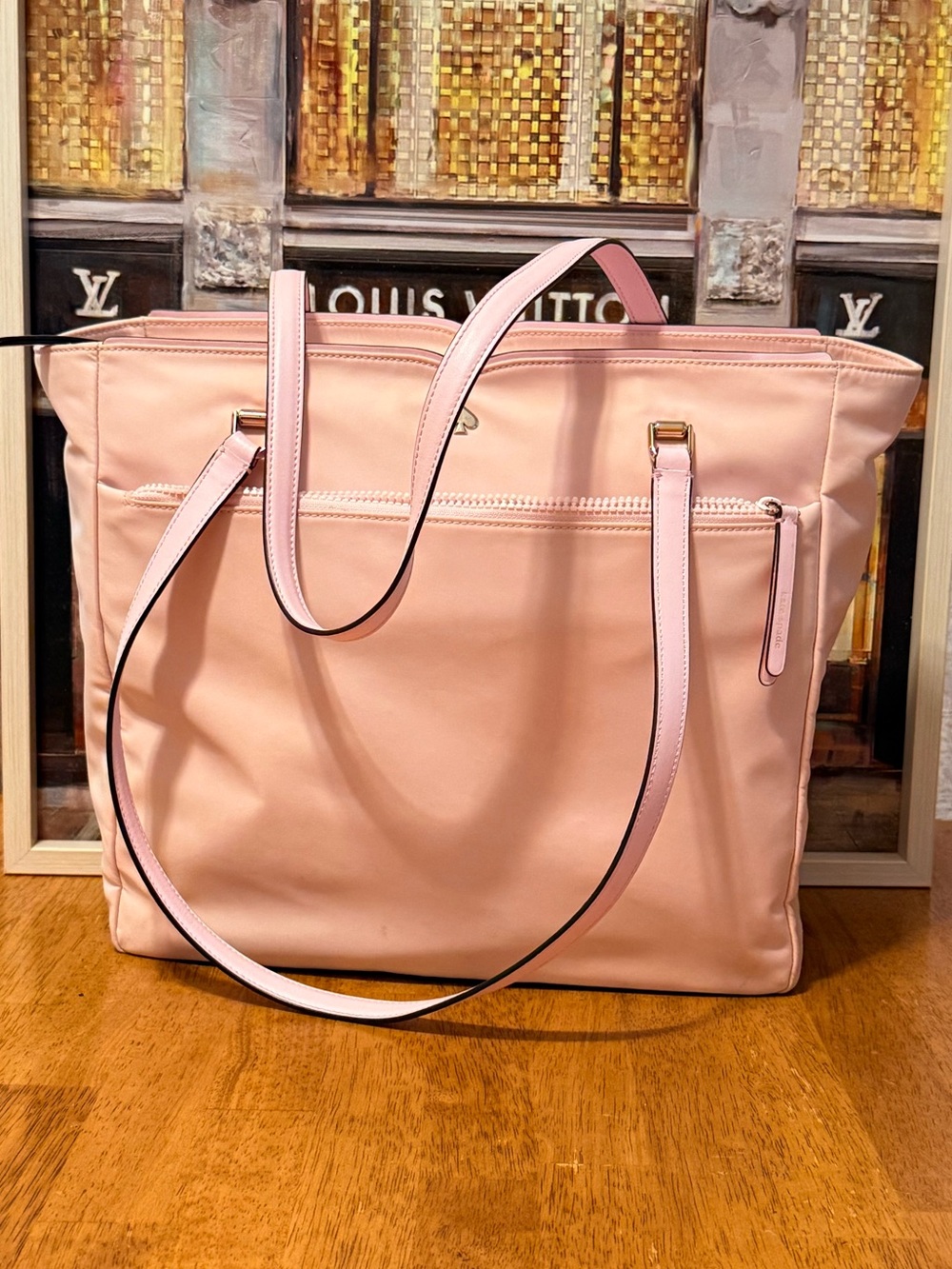 KATE SPADE Women's Pink Nylon Tote Bag - Elegant Everyday Large Shoulder Tote.